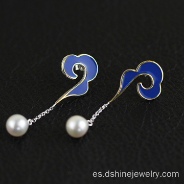 Modificado para requisitos particulares plata gota pendientes de perlas para las mujeres